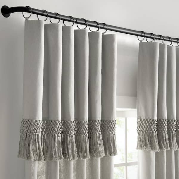 Pair of Long Blackout Curtains Ring Top Oyster Grey 90