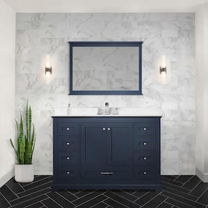 Dukes 48 in. W x 22 in. D Navy Blue Single Bath Vanity, Cultured Marble Top, Faucet Set, and 46 in. Mirror