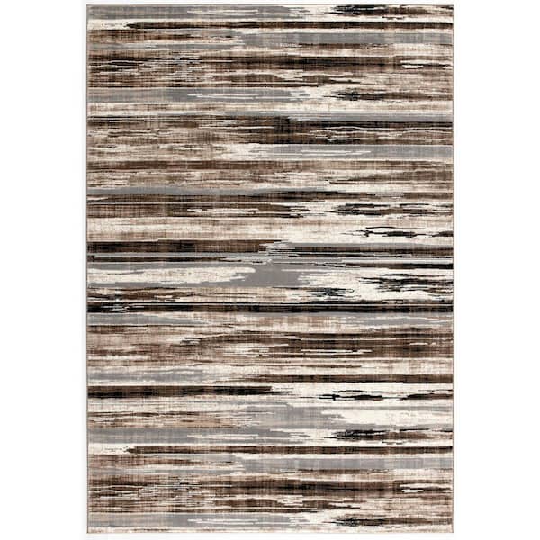 Montage 2' x 2' (Exact Size: 2'3" x 2') Abstract Indoor Doormat Rug, Brown Beige, Camo