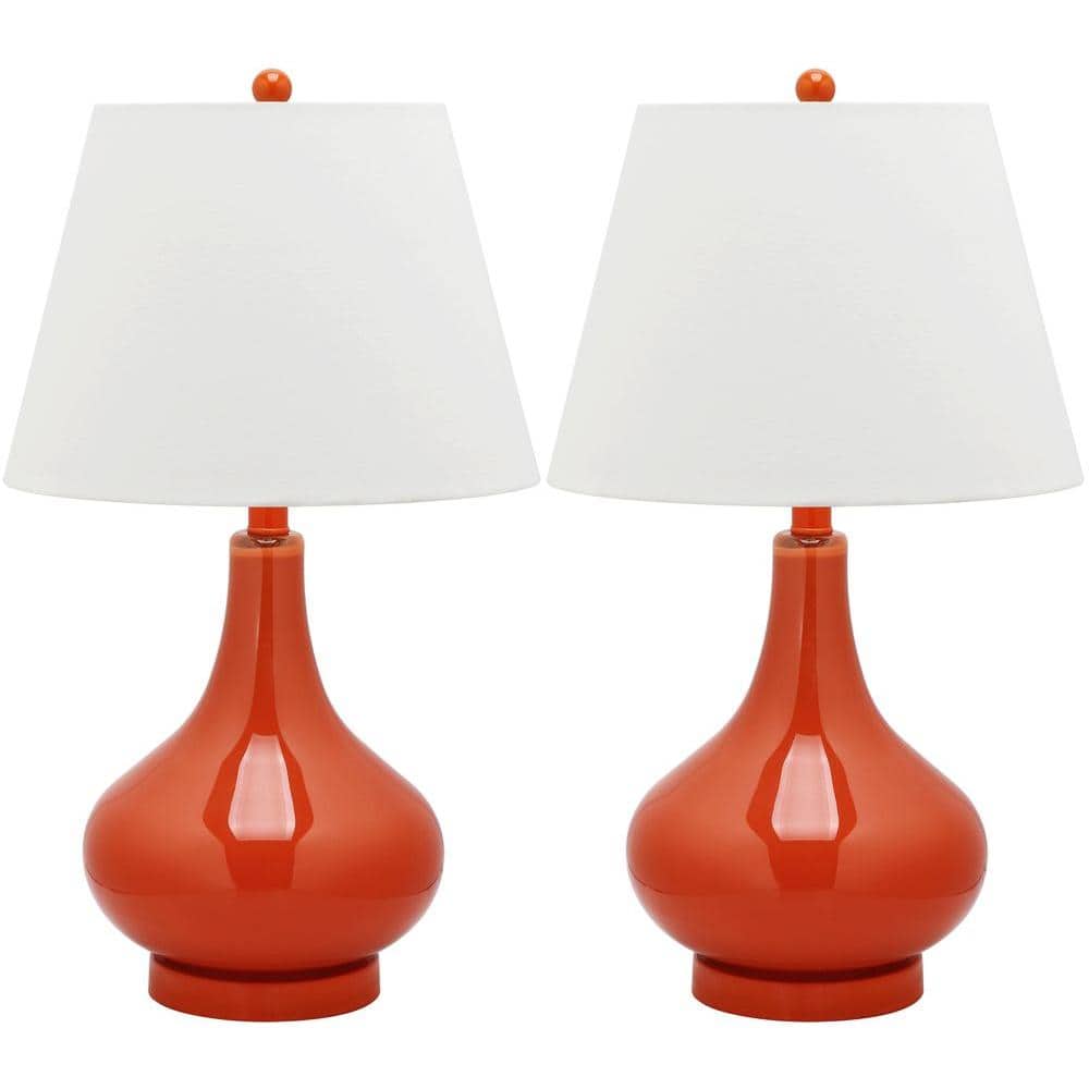 Amy 24 in. Blood Orange Gourd Glass Table Lamp with White Shade (Set of 2) price history on PriceWatchPro