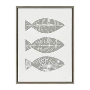 Sylvie "Three Tribal Fish" by Statement Goods Framed Canvas Wall Art 24 in. x 18 in.