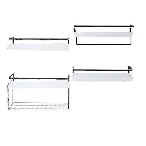 Unbranded 16.54 in. W x 5.91 in. D White Bathroom Decorative Wall Shelf (Set of 4)