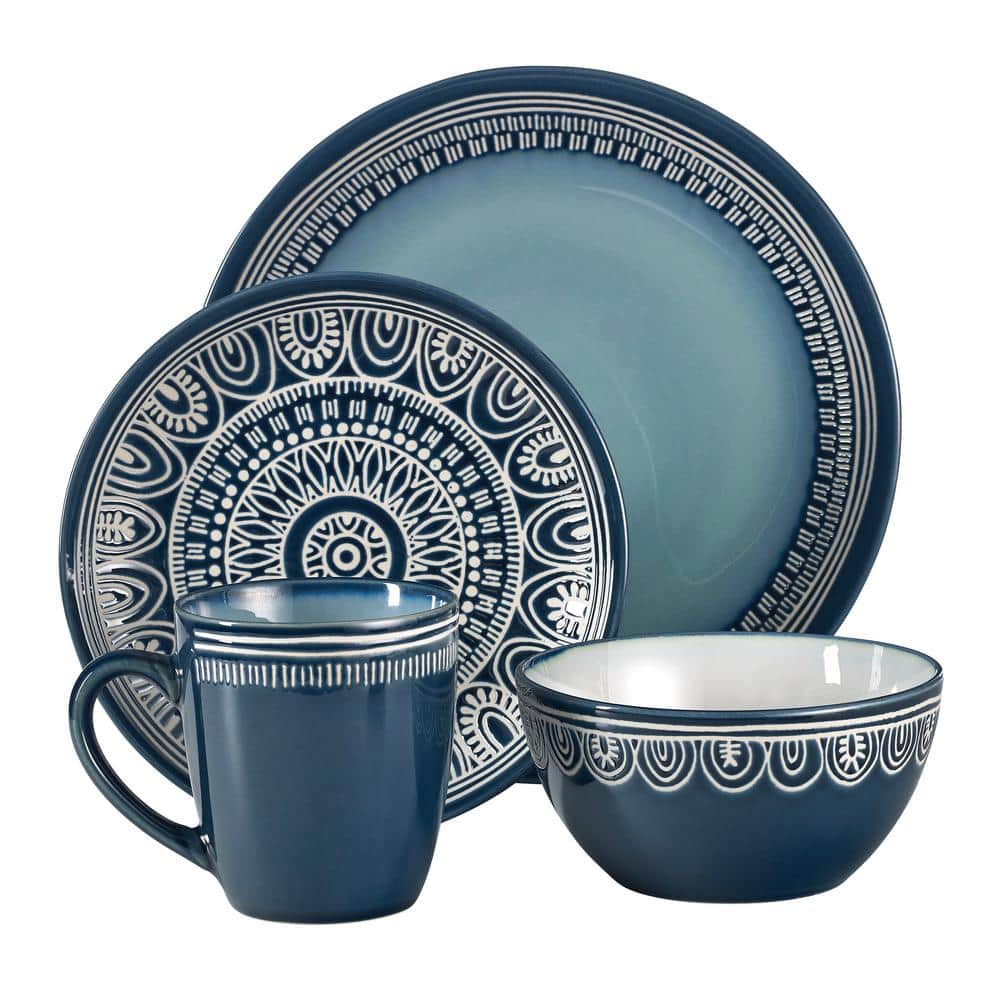 Over and Back 16 pc Casual Porcelain Dinnerware set (Service for 4
