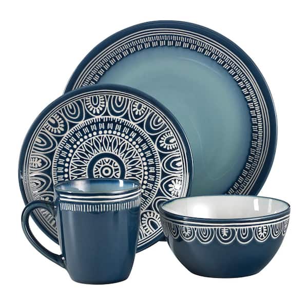 Over and Back 16 pc Casual Porcelain Dinnerware set (Service for 4)