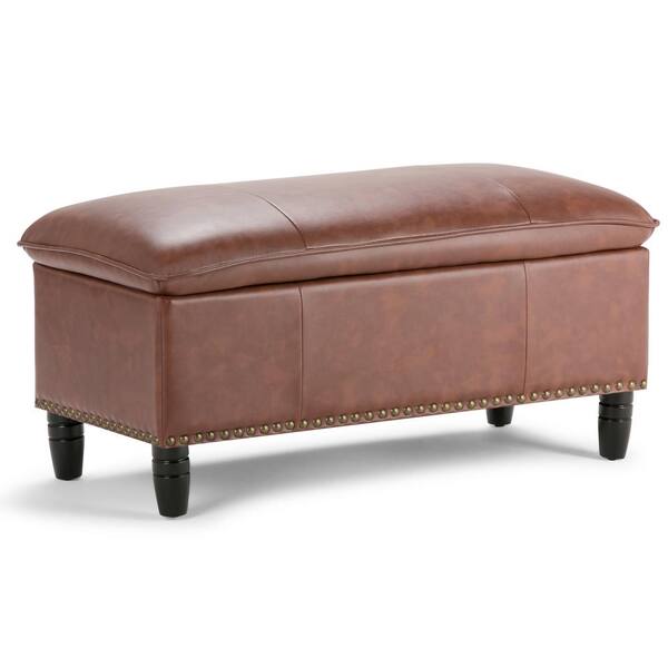 Max Newfield 39 Inch Wide Traditional, Storage Leather Ottoman