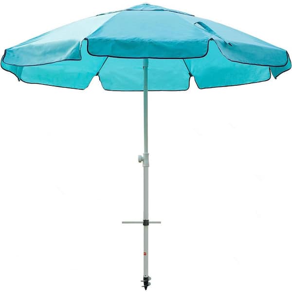 Dyiom 7 ft. Beach Word Umbrella with Sand Anchor, Push Button Tilt and Carry Bag, in Sky Blue