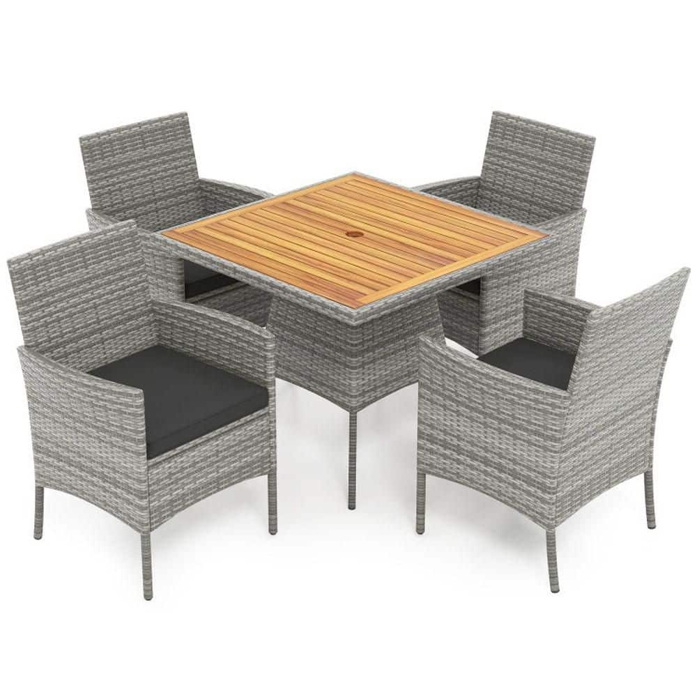 5-Piece Wicker Outdoor Dining Set with Black Cushion price history on PriceWatchPro