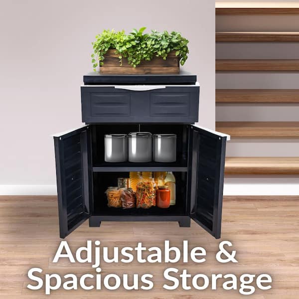 Sunnydaze 23.5 in. W x 34.5 in. H x 13.75 in. D Plastic Storage Sunnydaze 23.5 in. W x 34.5 in. H x 13.75 in. D Plastic Storage