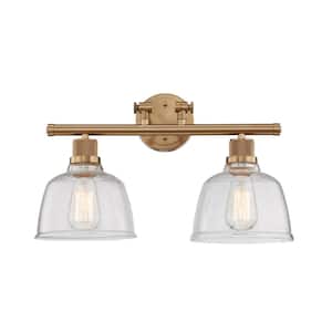 Mulhouse 5 in. 2-Lights Vanity Light in Satin Gold with Clear Seedy Glass
