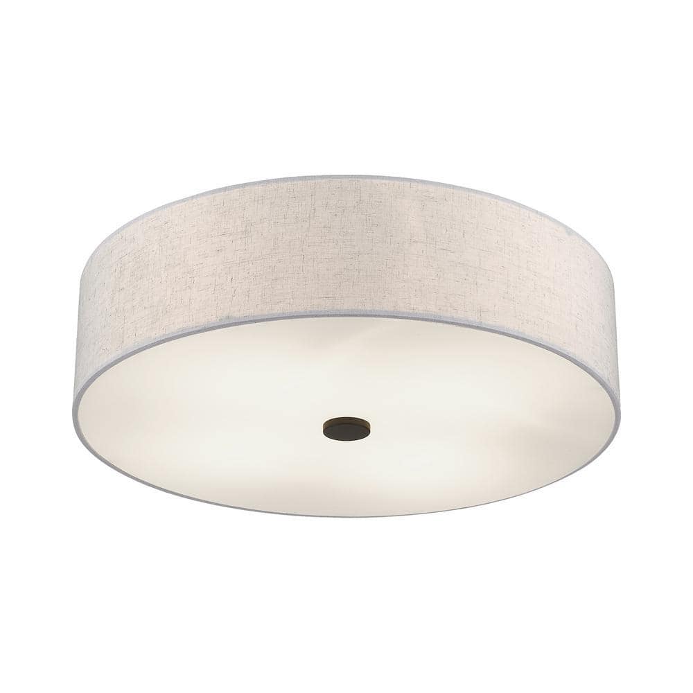 Meridian English Bronze 4-Light Indoor/Outdoor Drum Shade Flush Mount