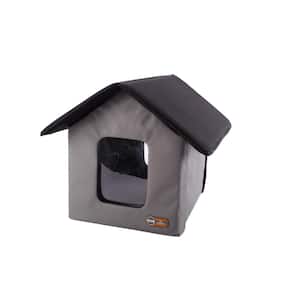 Gray/Black Outdoor Kitty House (Unheated) - 18 in. x 22 in. x 17 in.