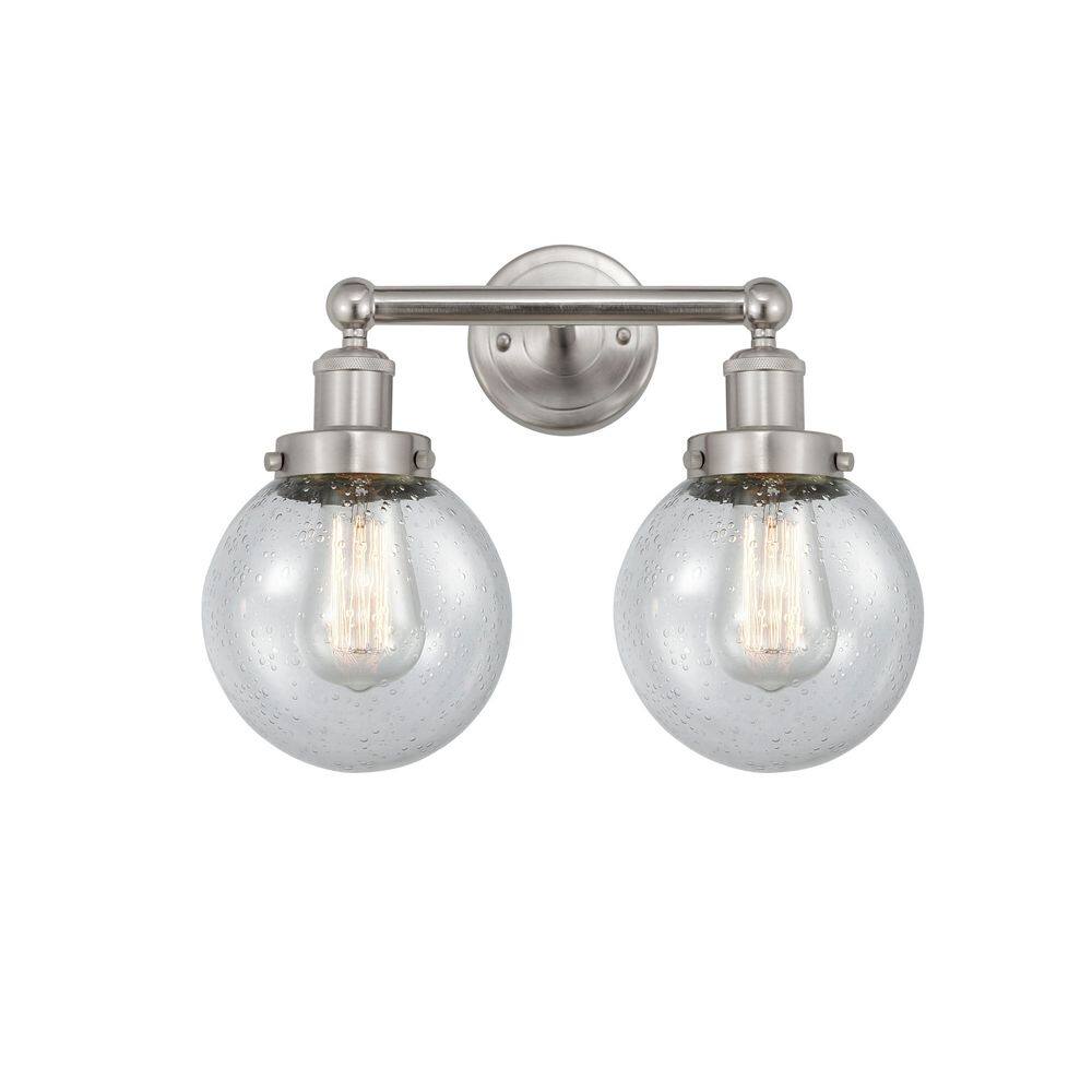 Beacon 15.5 in. 2-Light Brushed Satin Nickel Vanity Light with Glass Shade price history on PriceWatchPro