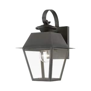 Helmsdale 12.5 in. 1-Light Charcoal Outdoor Hardwired Wall Lantern Sconce with No Bulbs Included
