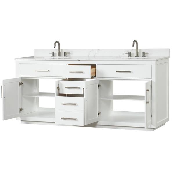 FUNKOL 22 in. D x 80 in. W x 36 in. H Double Sink Freestanding