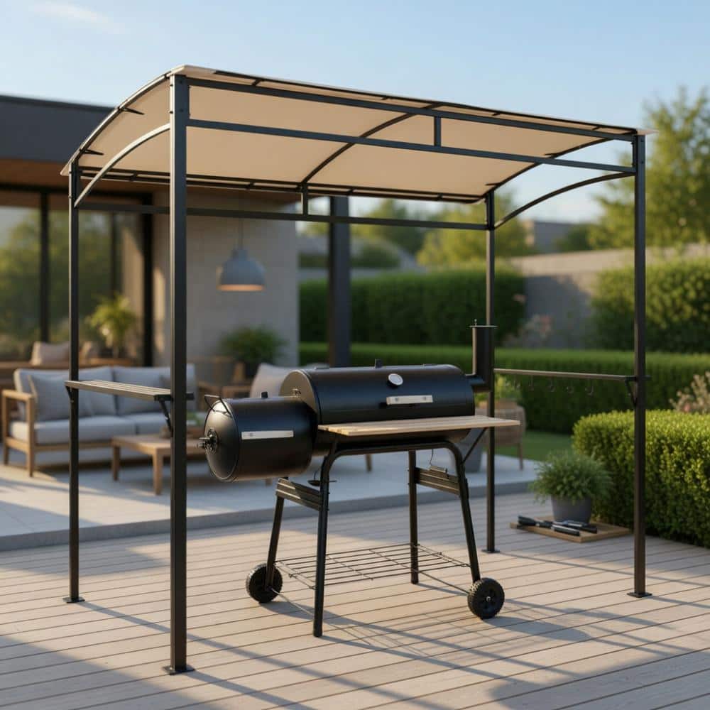 Durable 7x4.5ft steel BBQ gazebo with weather-resistant polyester roof price history on PriceWatchPro