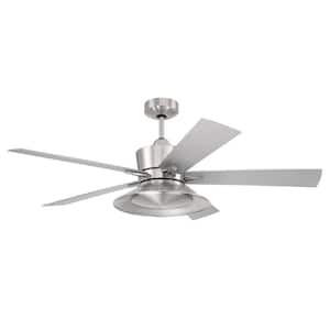 Topper 52 in. Indoor Brushed Polished Nickel Ceiling Fan with Smart Wi-Fi Enabled Remote and Integrated LED Light Kit