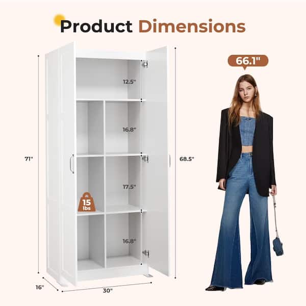 digne hugeT white ディニュ WONDER COMFORT White 71 in. H Wooden Accent Storage Cabinets