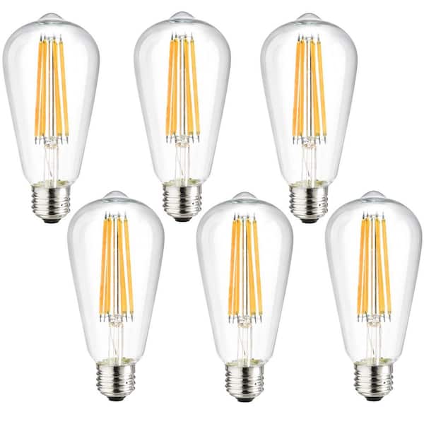 Sunlite 60-Watt Equivalent ST19 Dimmable Vintage Edison LED Light Bulb Warm White 2700K (6-Pack)