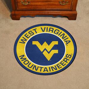 NCAA West Virginia University Gold 2 ft. x 2 ft. Round Area Rug