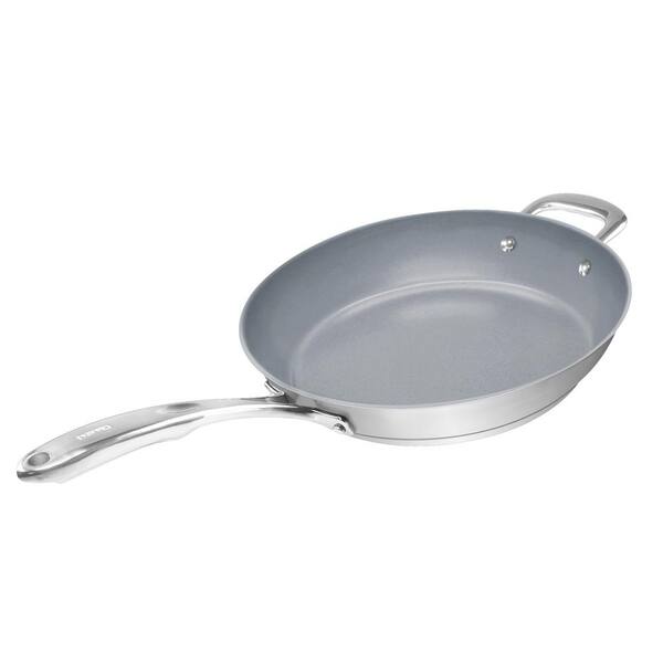 Chantal Induction 21 Steel 11 in. Stainless Steel Ceramic Nonstick Frying Pan in Brushed Stainless Steel