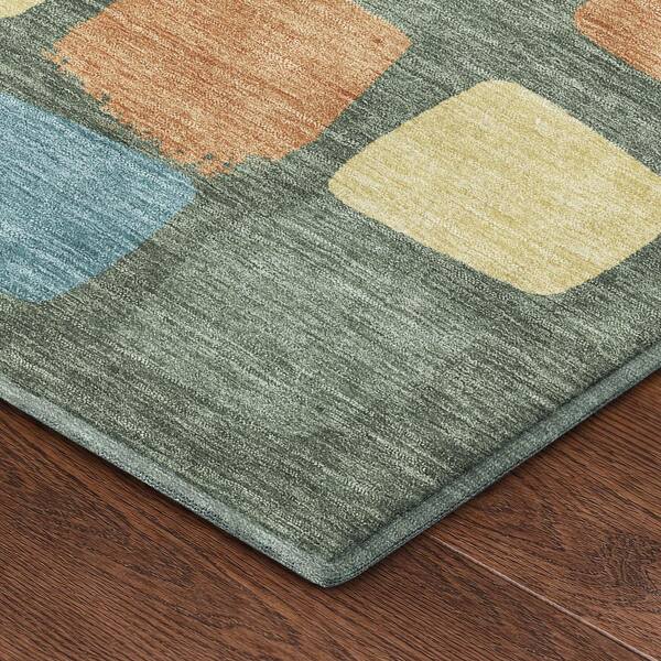 Mayfield Premium Machine Washable Abstract AMF2501 Basil 10 ft. x 14 ft. Area Rug