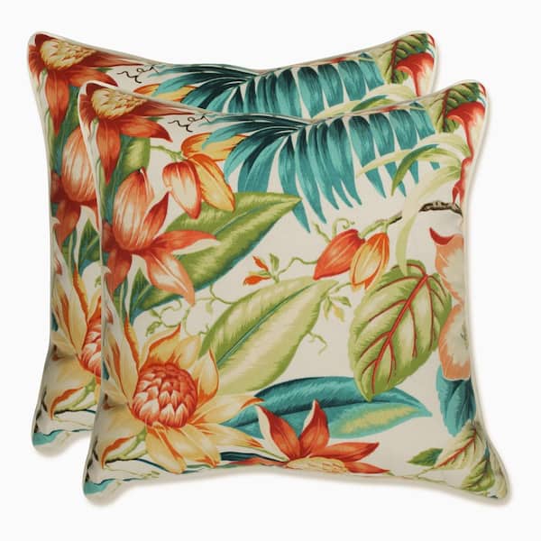 Pillow Perfect Floral Blue Square Outdoor Square Throw Pillow 2-Pack