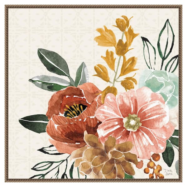 Amanti Art Chic Flowers by Dina June 1 Piece Floater Frame Canvas Giclee Nature Art Print 30 in. x 30 in.