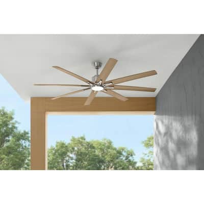 Kensgrove II 72 in. Smart Indoor/Outdoor Brushed Nickel Ceiling Fan with Remote Included Powered by Hubspace