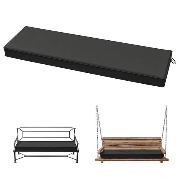 42 in. x 18 in. x 3.5 in. Rectangular Outdoor Porch Swing Bench Cushion Black