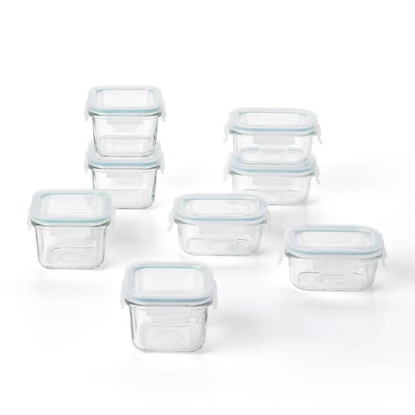 Glasslock Mini 5 and 7 Ounce Tempered Glass Food Storage Container Set, 8 Pieces