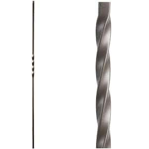 Twist and Basket 44 in. x 0.5 in. Ash Grey Single Twist Hollow Wrought Iron Baluster