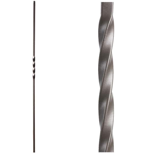HOUSE OF FORGINGS Twist and Basket 44 in. x 0.5 in. Ash Grey Single Twist Hollow Wrought Iron Baluster