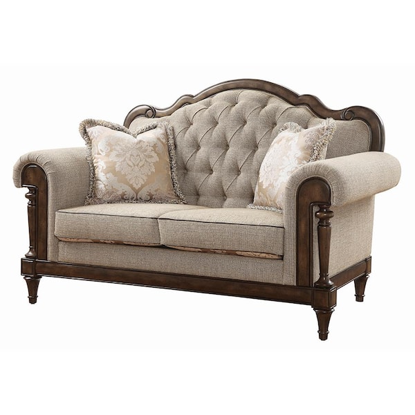 Lazzara Cody 68 in.W Multi-Color Textured Fabric Loveseat with 2-Pillows