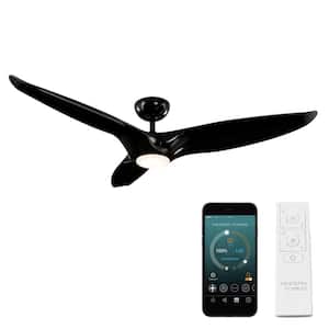 Morpheus III 60 in. 3000K Integrated LED Indoor/Outdoor Gloss Black Smart Ceiling Fan with Bluetooth Remote