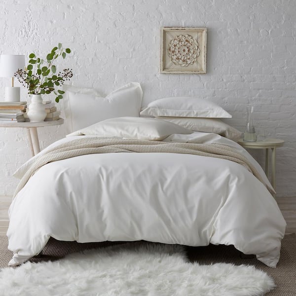 Company Cotton White Solid 300-Thread Count Wrinkle-Free Sateen Full/Queen Duvet Cover