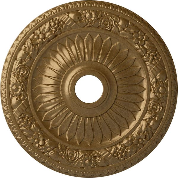 Ekena Millwork 1-1/8 in. x 23-5/8 in. x 23-5/8 in. Polyurethane Bellona Ceiling Medallion, Pale Gold