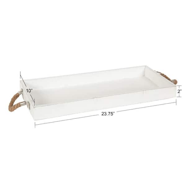 Kate and Laurel Bayville 23.75 in. W Rectangle White Wood Decorative Tray  222348 - The Home Depot