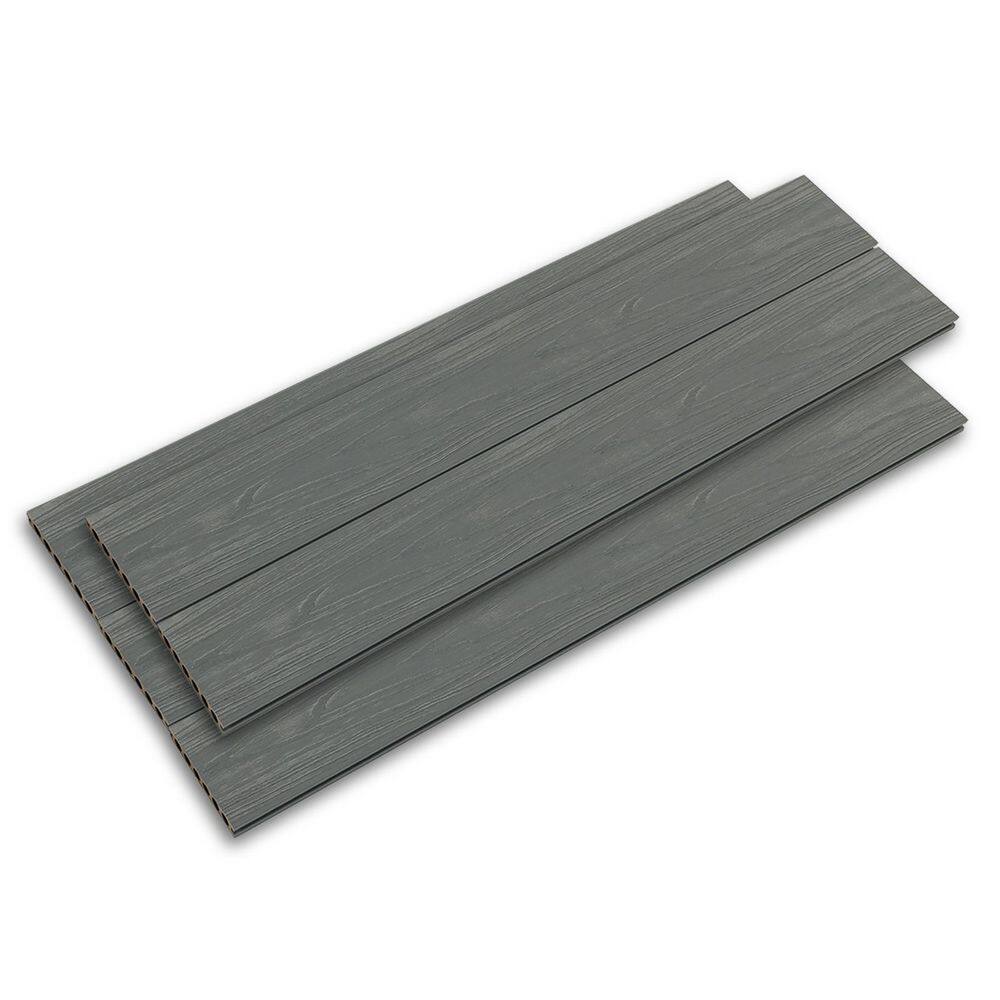 Heavy-Duty 1 in. x 5.4 in. x 8 ft. Silver Gray Grooved Hollow Composite Decking Board (5-Pack) price history on PriceWatchPro