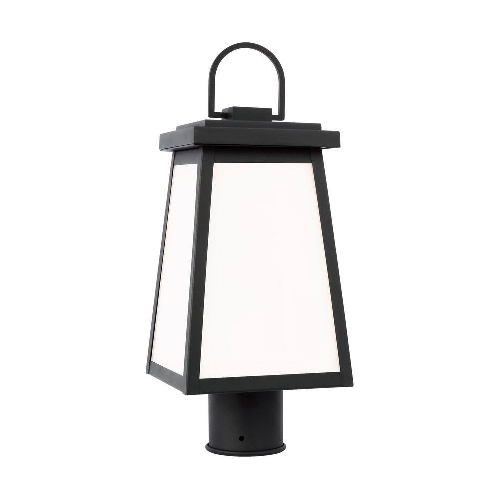 Black Outdoor Post Lantern with Clear Glass Panels