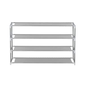 23 in. H x 29 in. W Space Saving 12-Pair Gray Stainless Steel Shoe Rack