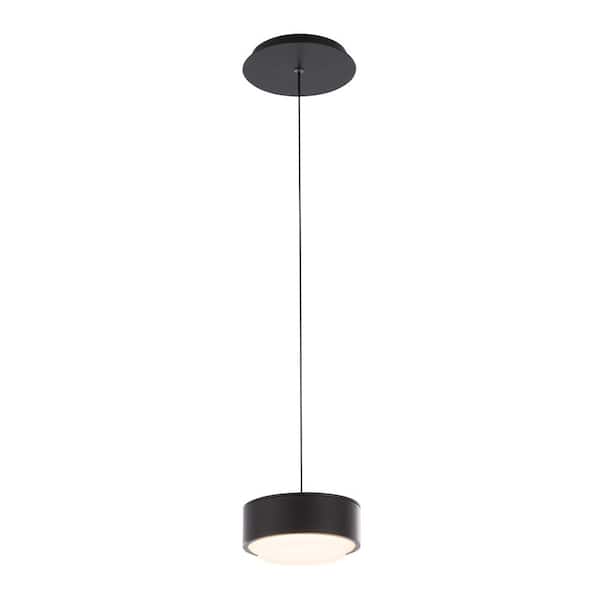 WAC Lighting Ohm 6 in. 120-Watt Equivalent Integrated LED Black Pendant with Glass Shade