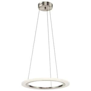 Elan Hyvo Integrated LED 1-Ring Brushed Nickel Contemporary Shaded Dining Room Pendant Hanging Light