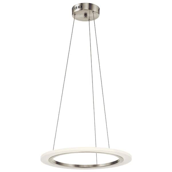 KICHLER Elan Hyvo Integrated LED 1-Ring Brushed Nickel Contemporary Shaded Dining Room Pendant Hanging Light