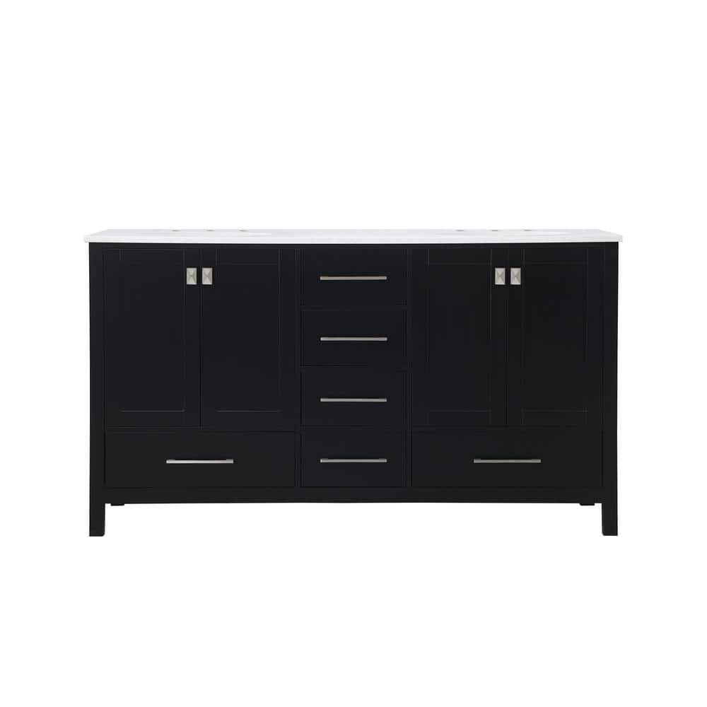 Timeless 60 in. W x 22 in. D x 34 in. H Double Bathroom Vanity in Black wit