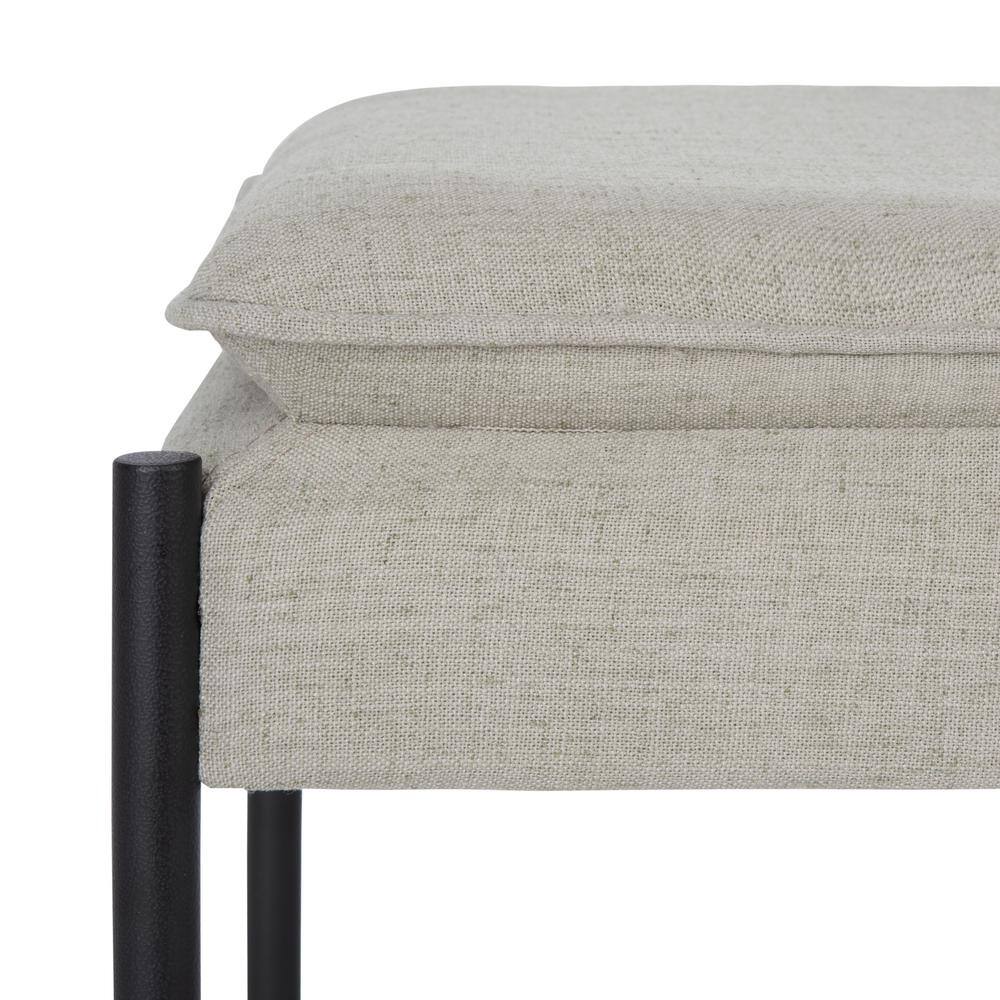 Light Grey Linen Cushioned Minimalist X Bench