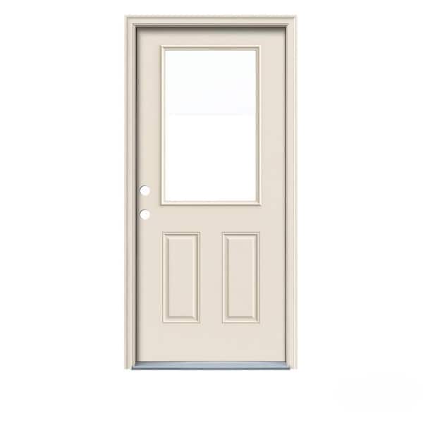 JELD-WEN 32 in. x 80 in. 1/2 Lite Primed Steel Prehung Right-Hand Inswing Entry Door