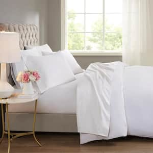 600 Thread Count 4-Piece White Cooling Cotton Full Sheet Set