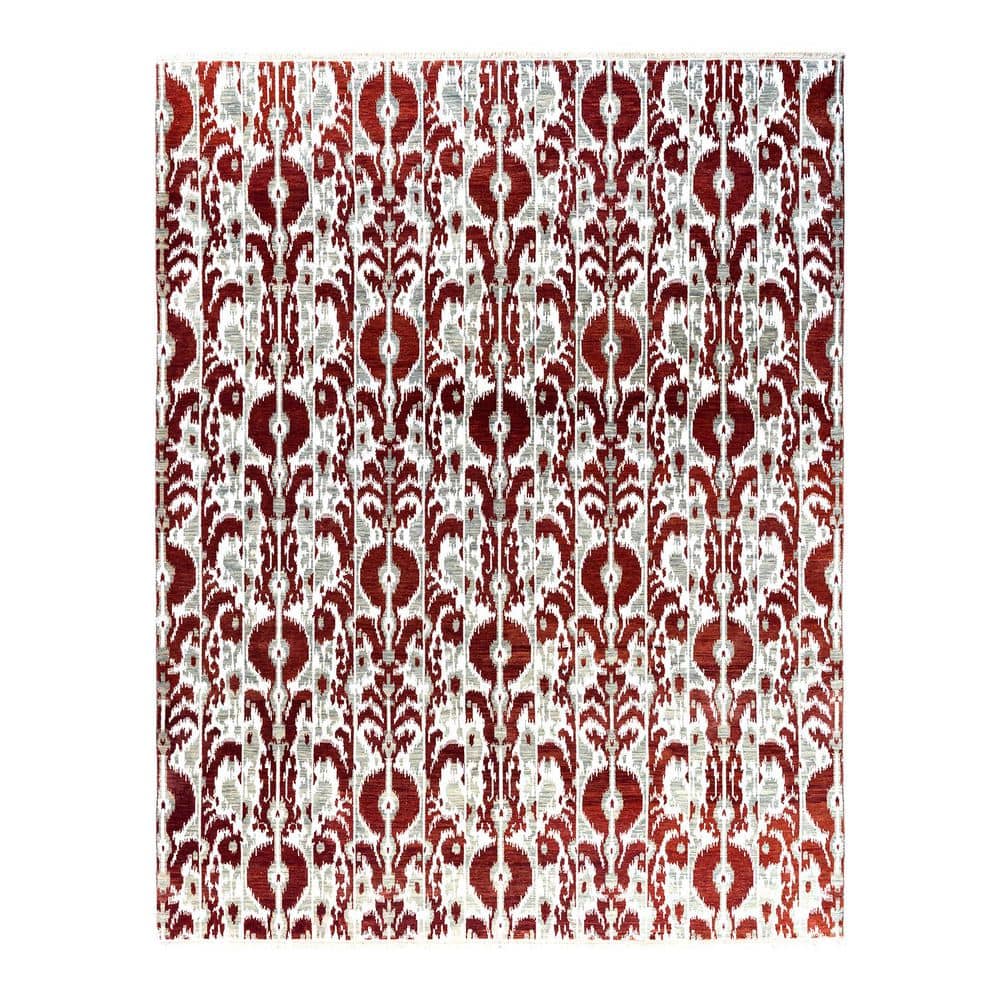 Chloe & Olivia Home Ikat Rust 8 ft. x 10 ft. Geometric Wool Indoor Area ...