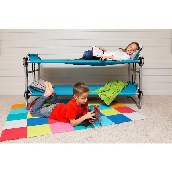 Disc-O-Bed Youth Kid-O-Bunk Bench Bunked Double Camping Cot with Organizers Tan 
