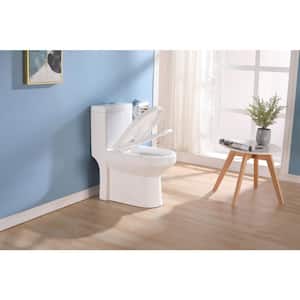 10 in. Rough-In 1-piece 0.8/1.28 GPF Dual Flush Round Toilet in White, Seat Included